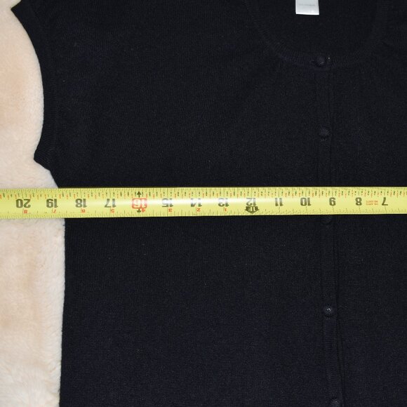 Neiman Marcus Black Cashmere Short Sleeve Button Up Sweater Size Large - Picture 11 of 12